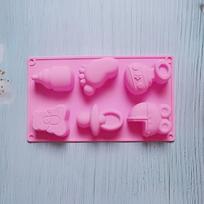 Cute Pacifier Baby Stroller Small Foot Shape Silicone Mold Cake Jelly DIY Chocolate Candy Soap Candle Mold Party Supplies pink
