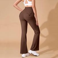 Women Yoga Flare Pants High Waist Stretchy Workout Leggings with Pockets Athletic Fitness Trousers Outdoor Sportswear M kava