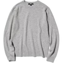 UNIQLO Vienspalvis apvalios apykaklės ilgomis rankovėmis megztinis Kašmyro megztinis Moteriškas megztinis Pilkas 465734-03 3XL gray