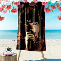 Billie Eilish Spaudinio Paplūdimio Rankšluostis, Didelis Minkštas Greitai Džiūstantis Rankšluostis Paplūdimiui, Stovyklavimui, Plaukimui 70cmx140cm(27x55inch) black