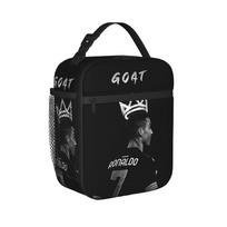 Siuuuuuu Ronaldos Cr7 Football Insulated Lunch Bag Thermal Bag Meal Container Soccer Large Tote Lunch Box Food Bag Work  Outdoor One Size black