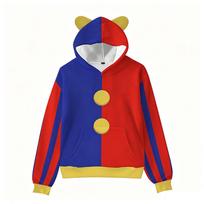 Pomni kostiumo gobtuvas Unisex klouno stiliaus spalvoti blokai su ausimis Helovino vakarėlio Cosplay bliuzonas S blue