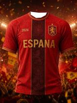 2026 Spain National Team Flag, Fans Football Jersey, Lion Retro 3D Quick Drying Sports Casual Men's Top T-shirt M