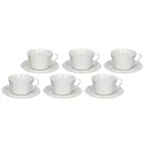 Arbatos puodelių su lėkštutėmis rinkinys LA PORCELLANA BIANCA P004300016 — 6 vnt., baltas porcelianas, 180 ml