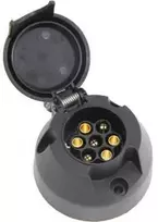 Alburnus Priekabos rozetė 7 kontaktų, apvali PVC, juoda