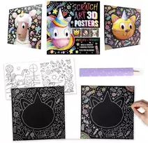 KNYGA Igloo Books Scratch Art 3D Posters: Unicorn & Friends