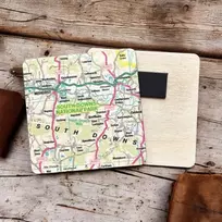 KNYGA Bookshop OS Map Wooden Square Magnet - South Downs National Park