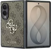 Guess PU 4G Metal Logo dėklas Samsung Galaxy Z Fold 8 rudos spalvos