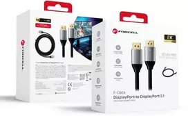 Kabelis Ekranas prie Ekrano Port 2.1 Forcell 16K 60Hz/8K 120Hz/4K 240Hz – didelės spartos, HDR, Ethernet, G-SYNC/FreeSync, 80Gbps, 2 m juodas