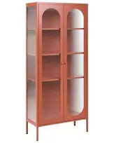 Vitrina su stikline spintele FOXTON Metal 80 cm, auksinė ruda
