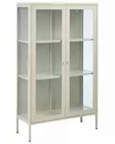 Vitrina su stikline spintele NASH Metal 90 cm šviesiai smėlio spalvos