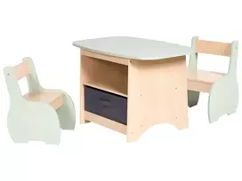 Vaikiškas stalas su kėdėmis LUCAS Šviesiai rudas / žalias