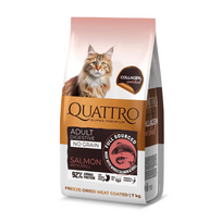 QUATTRO visavertis sausas pašaras suaugusioms jautrioms katėms su lašiša ir kriliu (nuo 1 metų amžiaus, begrūdis) - 7 kg