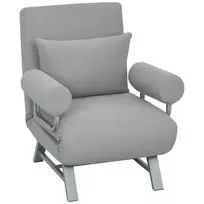 Miegamoji sofa-kėdė, paminkštintas fotelis, transformuojamas į svečių lovą, ergonomiškas, šviesiai pilkas