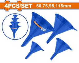 Plastikinių piltuvėlių komplektas WADFOW, 50, 75, 95, 115 mm, 4 vnt., WUFS2304