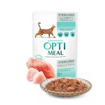 Optimeal konservai su kalakutiena ir vištiena padaže sterilizuotoms katėms, 12 x 85 g
