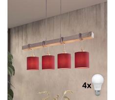BRILAGI - LED pakabinama liustra ant troselio NUBILA 4xE27/60W/230V pilka/Pompejų raudona