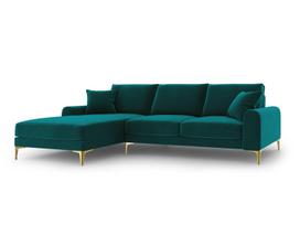 Minkštas kampas Mazzini Sofas Madara, veliūras, šviesiai žalias/auksinės spalvos