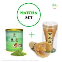 MATCHA RINKINYS - Matcha žaliosios arbatos milteliai, 80g + Bambukinė šluotelė (chasen).