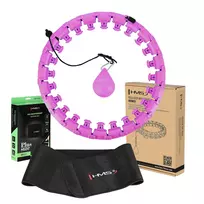SET HULA HOOP HHW12 VIOLET WITH WEIGHT HMS + WAIST SUPPORT BR163 BLACK PLUS SIZE