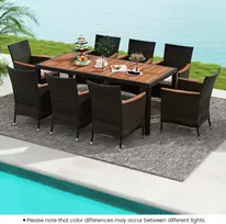 Lauko baldų komplektas Promotions 9 dalių lauko valgomojo komplektas, stalas 190x90x74 cm, 8 kėdės, pilka/kreminė mišrainė