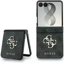 Guess PU 4G Metal Logo dėklas Samsung Galaxy Z Flip 8 pilkos spalvos