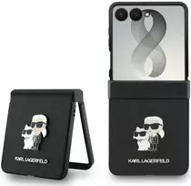 Karl Lagerfeld PU Saffiano Karl and Choupette dėklas Samsung Galaxy Z Flip 8 juodos spalvos