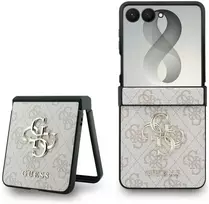 Guess PU 4G Metal Logo dėklas Samsung Galaxy Z Flip 8 rožinės spalvos