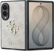 Guess PU 4G Metal Logo dėklas Samsung Galaxy Z Fold 8 rožinės spalvos