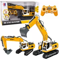 Lean Toys Remote Controlled RC Crawler Excavator Lights and Sounds Geltona 1:16