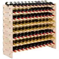 Koduva Pastatoma vyno lentyna VEVOR, 8 aukštų, 96 buteliams, pušies mediena, natūrali, 113 x 29 x 96 cm