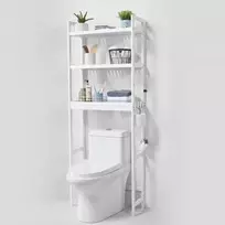 Koduva Pastatoma lentyna virš tualeto VEVOR, 3 aukštų, bambukas, balta, 63 x 26 x 170 cm