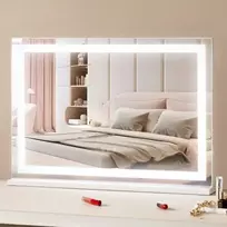 VEVOR Apšviečiamas kosmetinis veidrodis CQ8055, baltas, su USB, pastatomas arba tvirtinamas prie sienos, 80 x 57 cm
