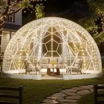VEVOR Sodo kupolo šiltnamis GB-DOME-15, PVC, baltas / skaidrus, 457 x 290 cm