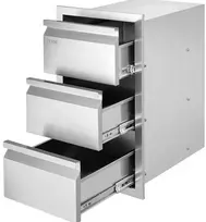 Koduva VEVOR 201 nerūdijančio plieno trigubas stalčius lauko virtuvei ir BBQ salai, 48,3 x 66 cm