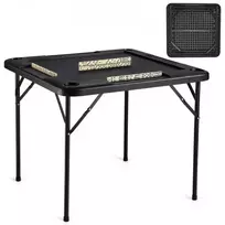 VEVOR Sulankstomas žaidimų stalas SN-90, 4 žaidėjams, su 4 puodelių laikikliais ir 4 žetonų dėklais, 90 x 90 cm, juodas