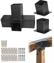Koduva Pergolos laikiklių rinkinys VEVOR SSAE3, 3 vnt., 4 krypčių, 92 x 92 mm sijoms, anglinis plienas