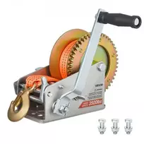 Koduva Rankinė valties gervė VEVOR HW2500A, 1588 kg, su 6,1 m oranžiniu poliesterio diržu
