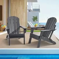 Koduva Adirondack kėdės VEVOR, sulankstomos, HDPE plastikas, pilkos, 2 vnt., 80 x 76 x 92 cm