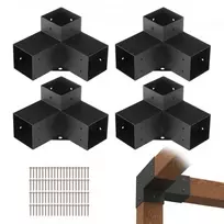 Koduva VEVOR pergolos laikiklio rinkinys 10,2 cm x 10,2 cm, 4 vnt., trijų krypčių kampiniai laikikliai