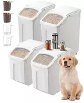 Koduva VEVOR maisto laikymo indas, 4 vnt., 15 l x2 ir 20 l x2, su ratukais, 4 matavimo puodeliai, hermetiškas dangtis