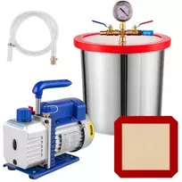 VEVOR 3 CFM 1/4 HP vienpakopis vakuuminis siurblys, 3 gal./12 l vakuumo kameros komplektas HVAC ir A/C šaldymui