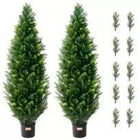 VEVOR 2 vnt. dirbtinis kedro topiarinis medis, 121,9 cm, UV dekorui vidaus ir lauko erdvėms
