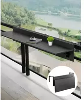Koduva VEVOR balkono pakabinamas staliukas, 12 x 48 col. sulankstomas turėklų stalas, 50 lb, tinka 1"–4,3" turėklams