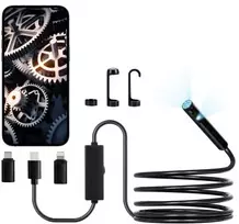 VEVOR Endoskopinė kamera su šviesa, dviguba kamera, skirta Android ir iOS, 1920P HD, 8+1 LED, 2X priartinimas, 3 m kabelis, IP67