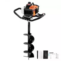 Koduva VEVOR benzininis grunto grąžtas 52CC 1450 W, 200 mm, su 1 ilginamuoju strypu, oranžinis ir juodas