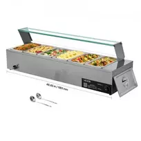 Koduva VEVOR elektrinis maisto šildytuvas, 1500 W, nerūdijančio plieno, su stiklo dangčiu, 6 x 1/3 dydžio indais