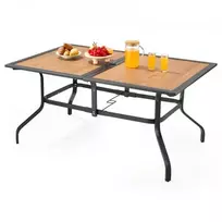 VEVOR Lauko valgomasis stalas, 150 cm, stačiakampis, rudos spalvos, su 38 mm skyle skėčiui