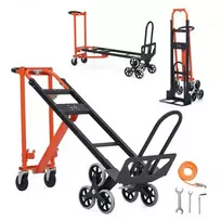 Koduva VEVOR 3 in 1 industrinis sulankstomas laiptų vežimėlis, 350 kg, oranžinės ir sidabrinės spalvos