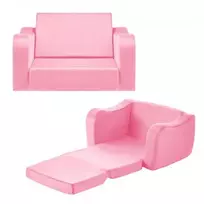 VEVOR 2-in-1 vaikiška sofa, sulankstoma minkšta sofa-lovytė su porankiais, M, rožinė